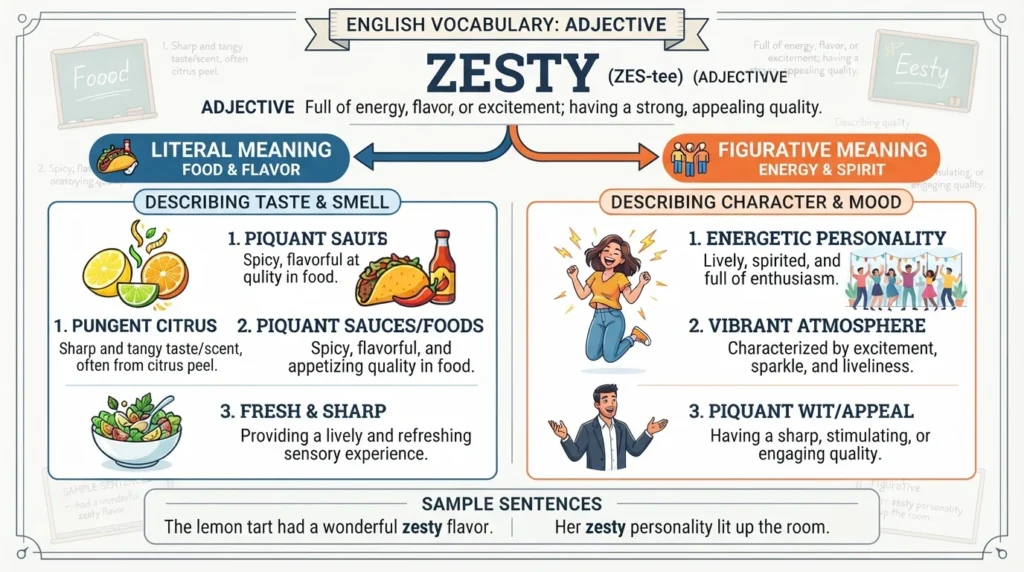 Zesty Meaning in English
